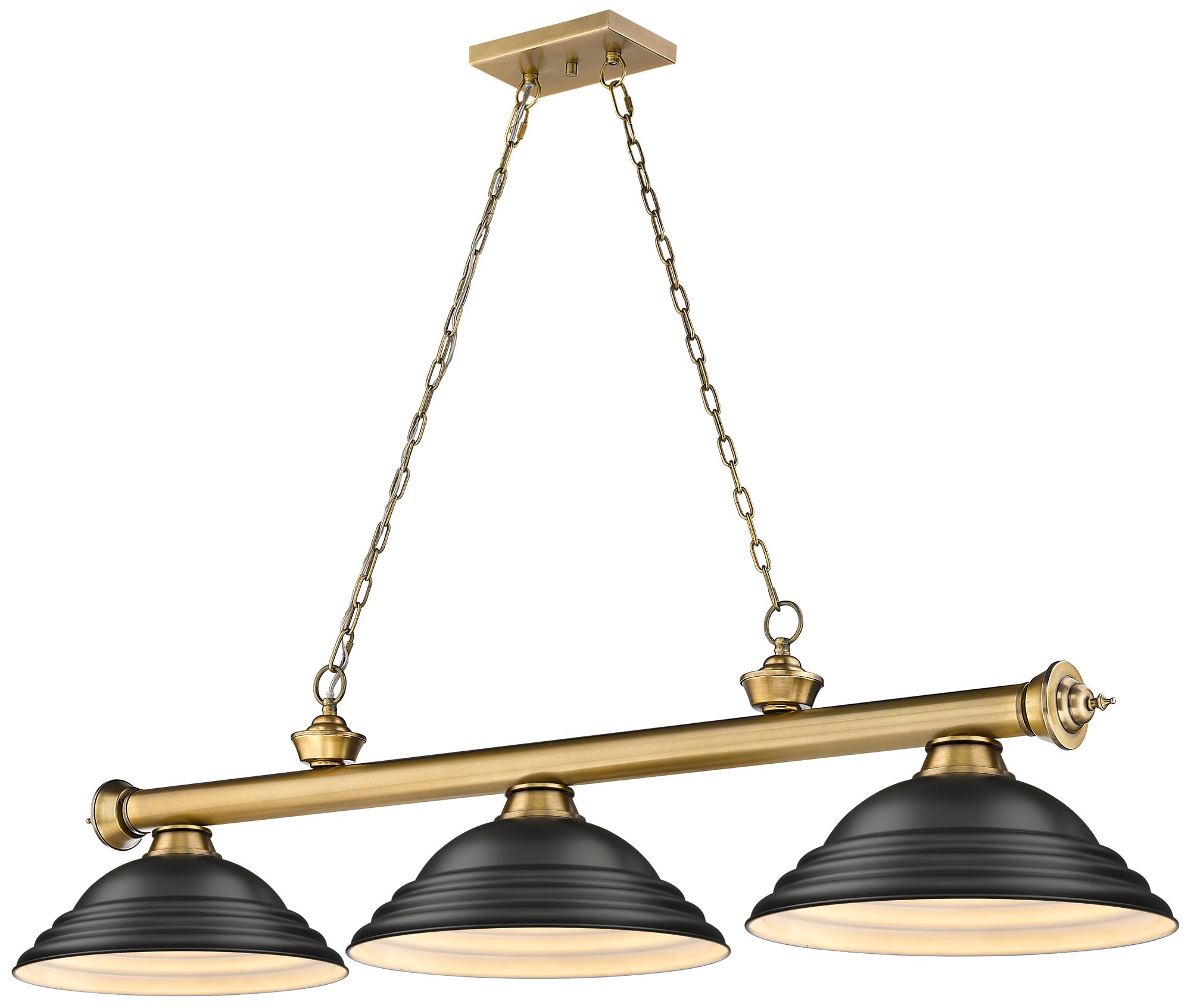 Z-Lite Cordon 58"W Brass and Black 3-Light Billiard Pendant