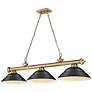 2_Z-Lite Cordon 58"W Brass and Black 3-Light Billiard Pendant