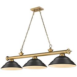 Z-Lite Cordon 58"W Brass and Black 3-Light Billiard Pendant