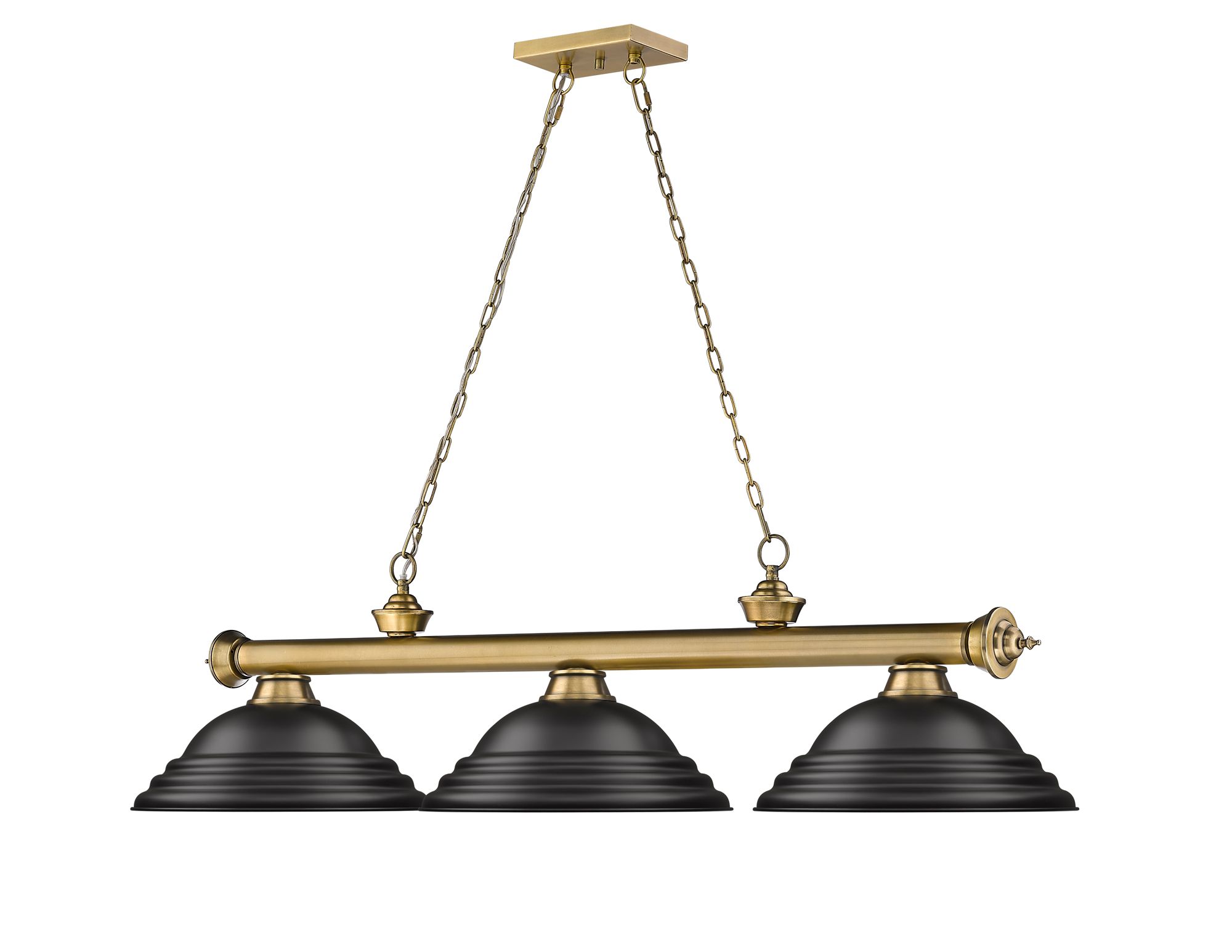 Image 6 Z-Lite Cordon 58"W Brass and Black 3-Light Billiard Pendant more views