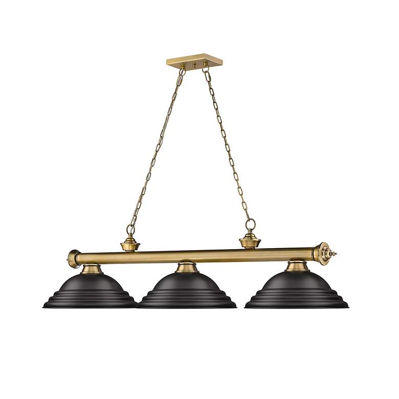 Image 6 Z-Lite Cordon 58"W Brass and Black 3-Light Billiard Pendant more views
