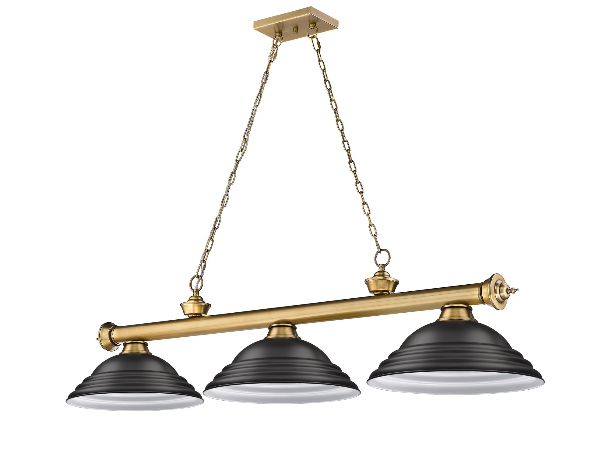Z-Lite Cordon 58"W Brass and Black 3-Light Billiard Pendant