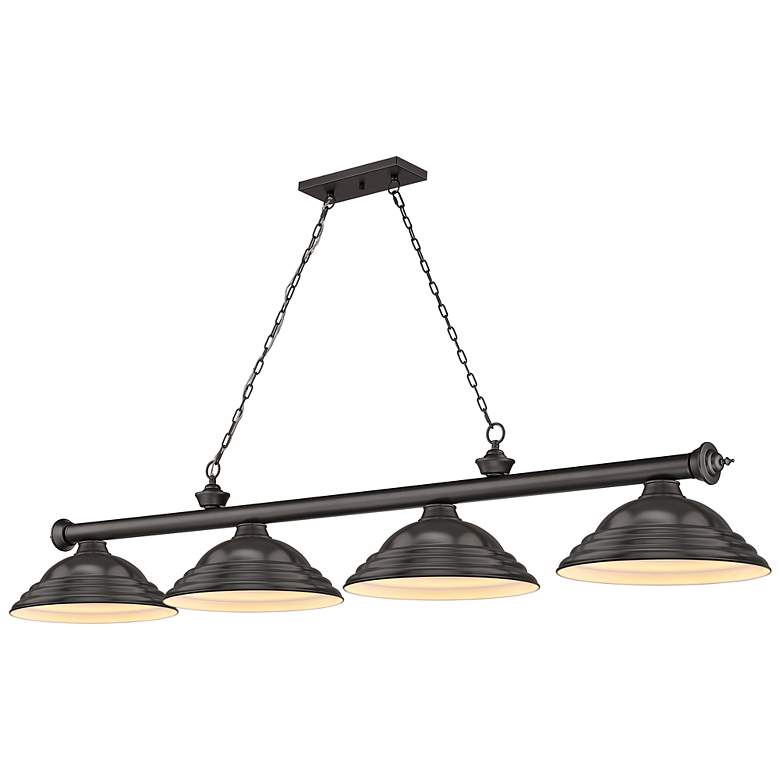 Image 2 Z-Lite Cordon 81 1/4" Bronze 4-Light Step Cone Billiard Pendant