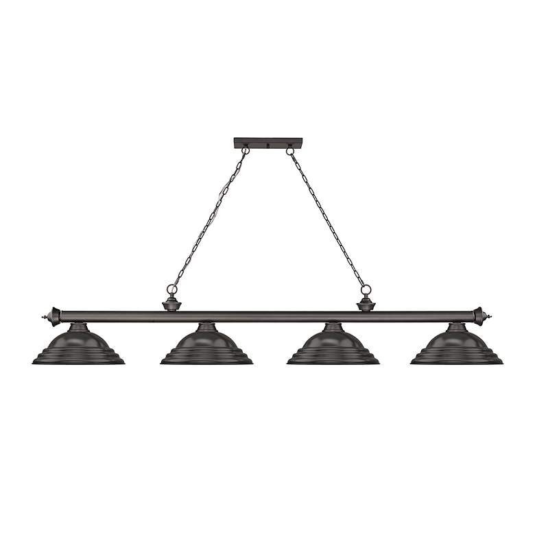 Image 5 Z-Lite Cordon 81 1/4" Bronze 4-Light Step Cone Billiard Pendant more views