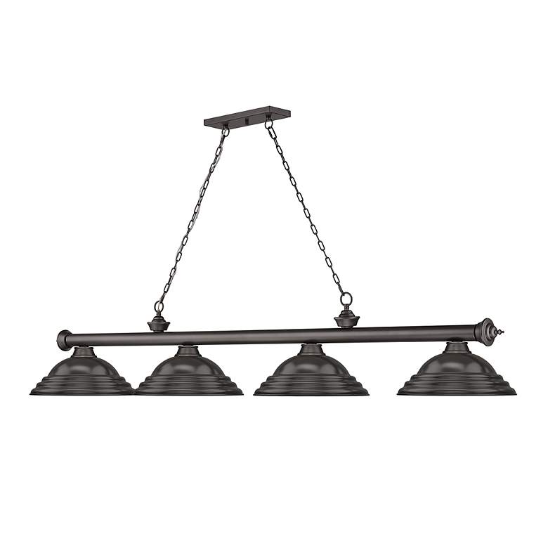 Image 6 Z-Lite Cordon 81 1/4" Bronze 4-Light Step Cone Billiard Pendant more views