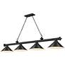 3_Z-Lite Cordon 81 1/4" Matte Black 4-Light Cone Shade Billiard Pendant
