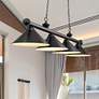 2_Z-Lite Cordon 81 1/4" Matte Black 4-Light Cone Shade Billiard Pendant