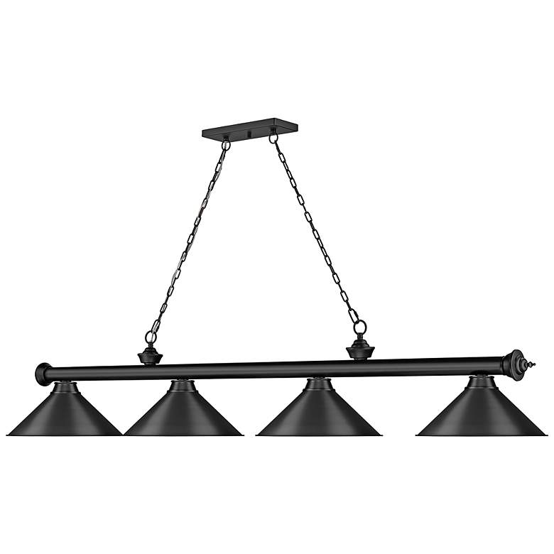 Image 6 Z-Lite Cordon 81 1/4" Matte Black 4-Light Cone Shade Billiard Pendant more views