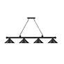 6_Z-Lite Cordon 81 1/4" Matte Black 4-Light Cone Shade Billiard Pendant more views