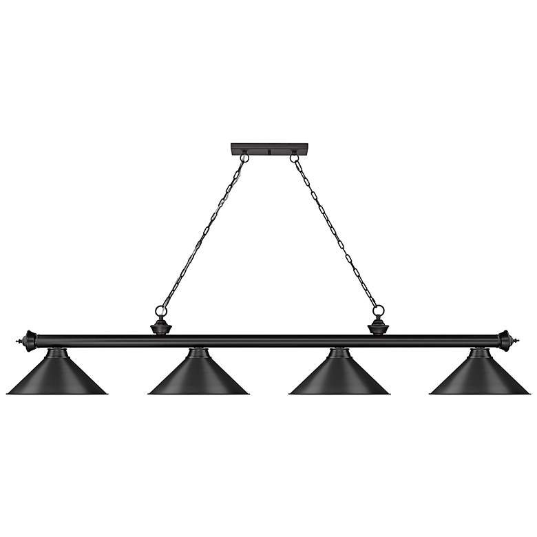Image 7 Z-Lite Cordon 81 1/4" Matte Black 4-Light Cone Shade Billiard Pendant more views