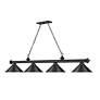 7_Z-Lite Cordon 81 1/4" Matte Black 4-Light Cone Shade Billiard Pendant more views