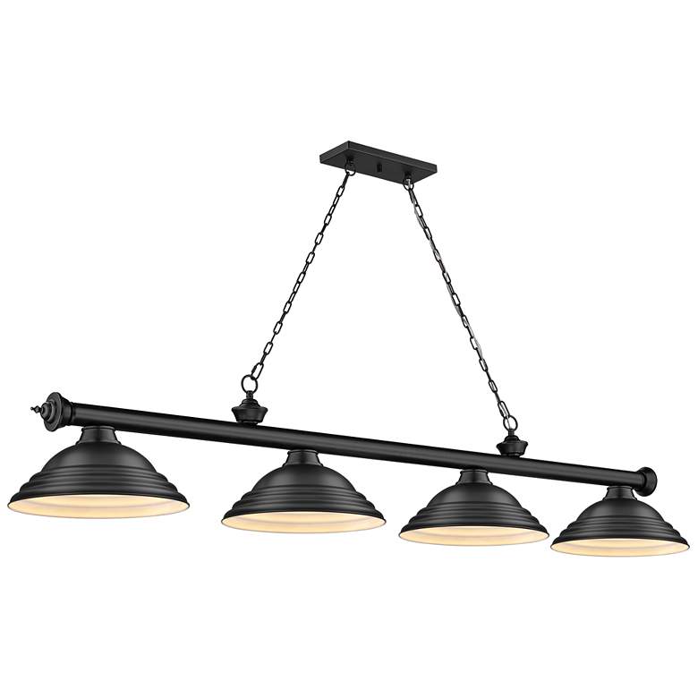 Image 2 Z-Lite Cordon 81 1/4" Matte Black 4-Light Step Cone Billiard Pendant