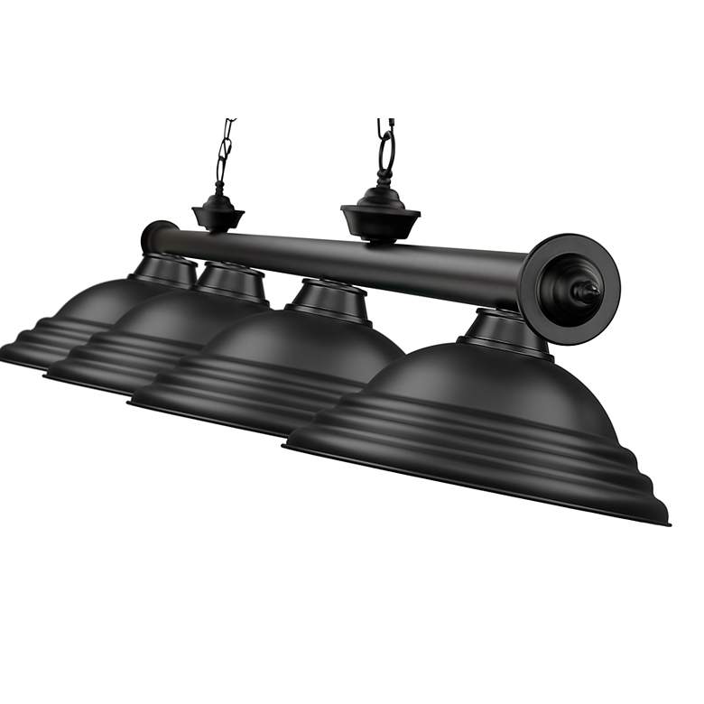 Image 3 Z-Lite Cordon 81 1/4" Matte Black 4-Light Step Cone Billiard Pendant more views