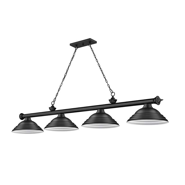 Image 4 Z-Lite Cordon 81 1/4" Matte Black 4-Light Step Cone Billiard Pendant more views