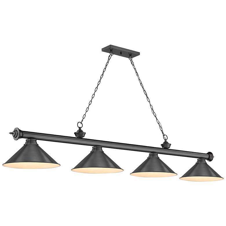 Image 2 Z-Lite Cordon 81 1/4" Wide Bronze Plate 4-Light Billiard Pendant