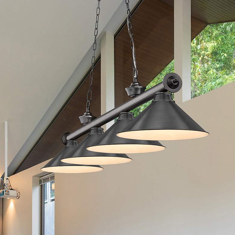 Image 2 Z-Lite Cordon 81 1/4" Wide Bronze Plate 4-Light Billiard Pendant