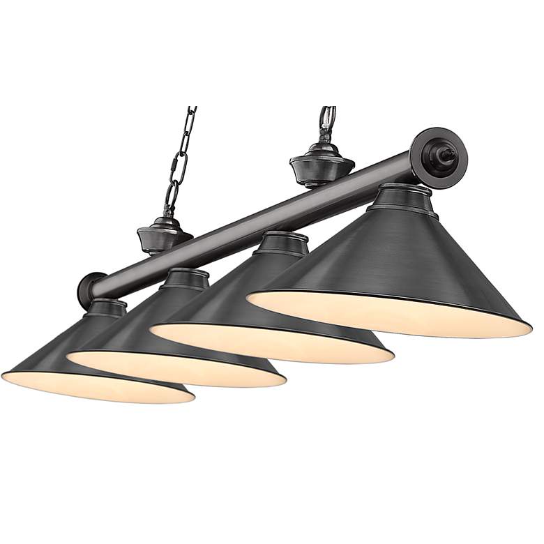 Image 4 Z-Lite Cordon 81 1/4" Wide Bronze Plate 4-Light Billiard Pendant more views