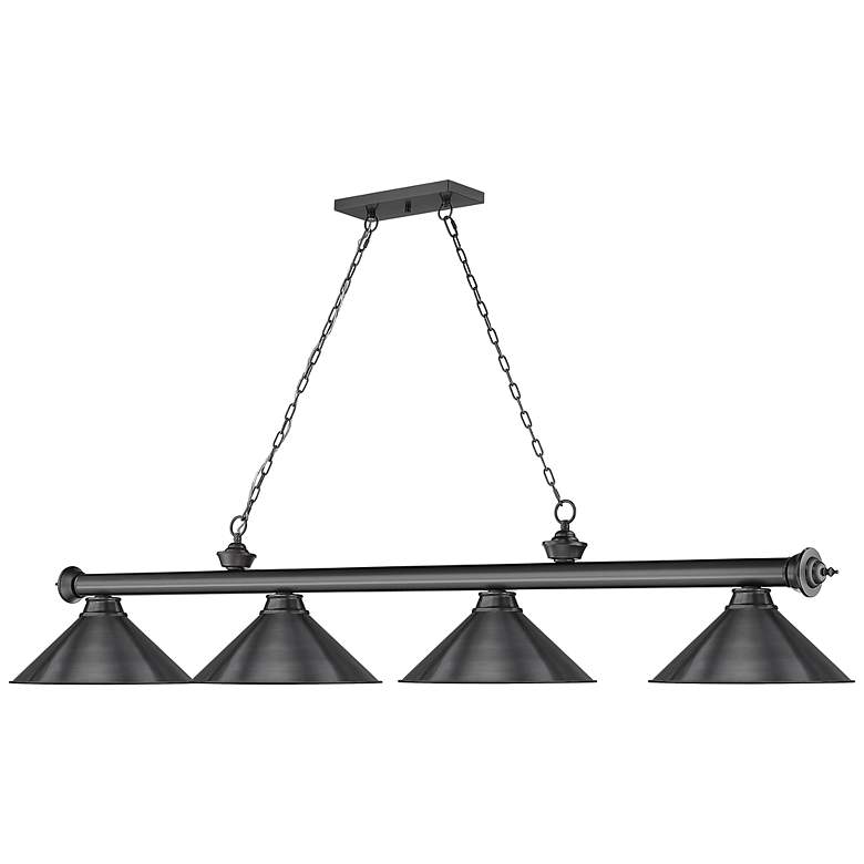 Image 5 Z-Lite Cordon 81 1/4" Wide Bronze Plate 4-Light Billiard Pendant more views