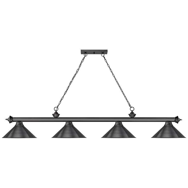 Image 6 Z-Lite Cordon 81 1/4" Wide Bronze Plate 4-Light Billiard Pendant more views