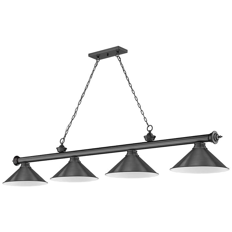 Image 7 Z-Lite Cordon 81 1/4" Wide Bronze Plate 4-Light Billiard Pendant more views
