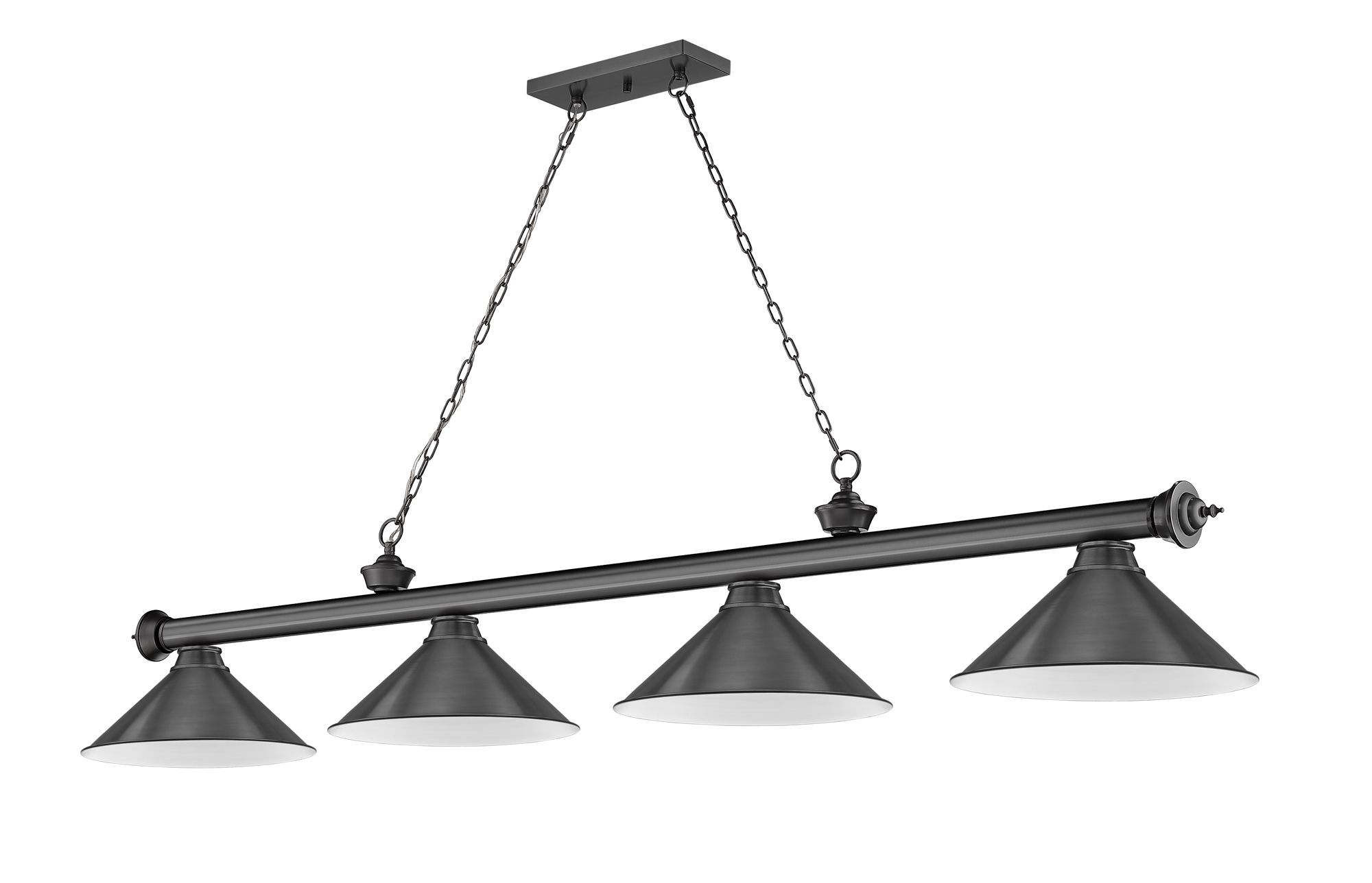 Z-Lite Cordon 81 1/4" Wide Bronze Plate 4-Light Billiard Pendant in scene