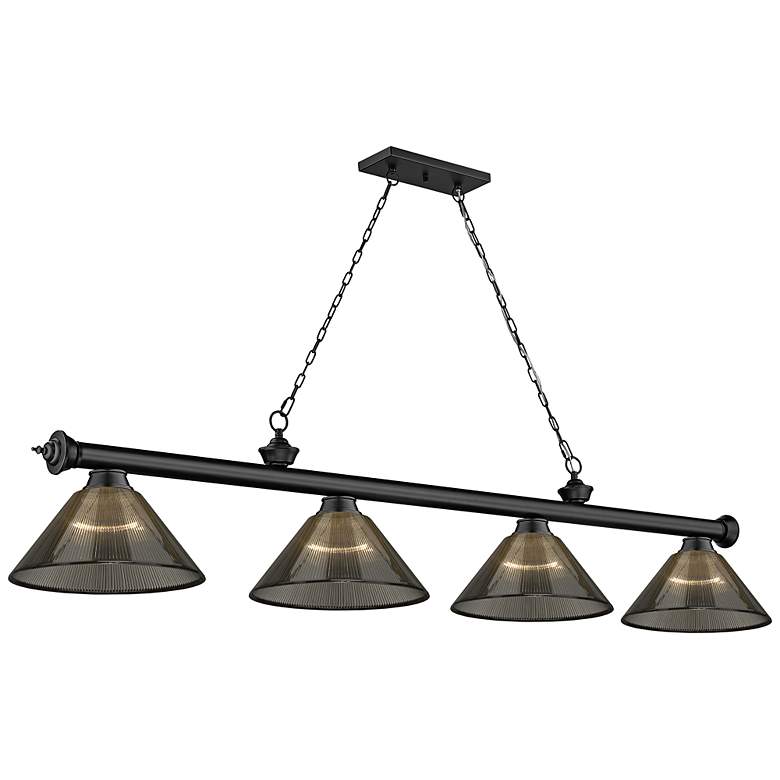 Image 3 Z-Lite Cordon 81 1/4" Wide Matte Black Steel 4-Light Pendant