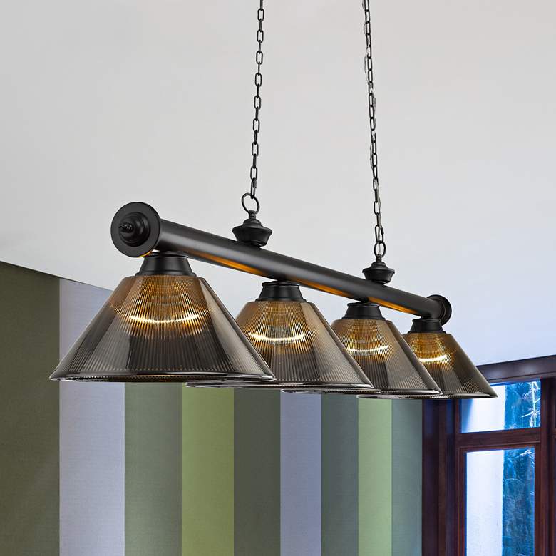 Image 2 Z-Lite Cordon 81 1/4" Wide Matte Black Steel 4-Light Pendant