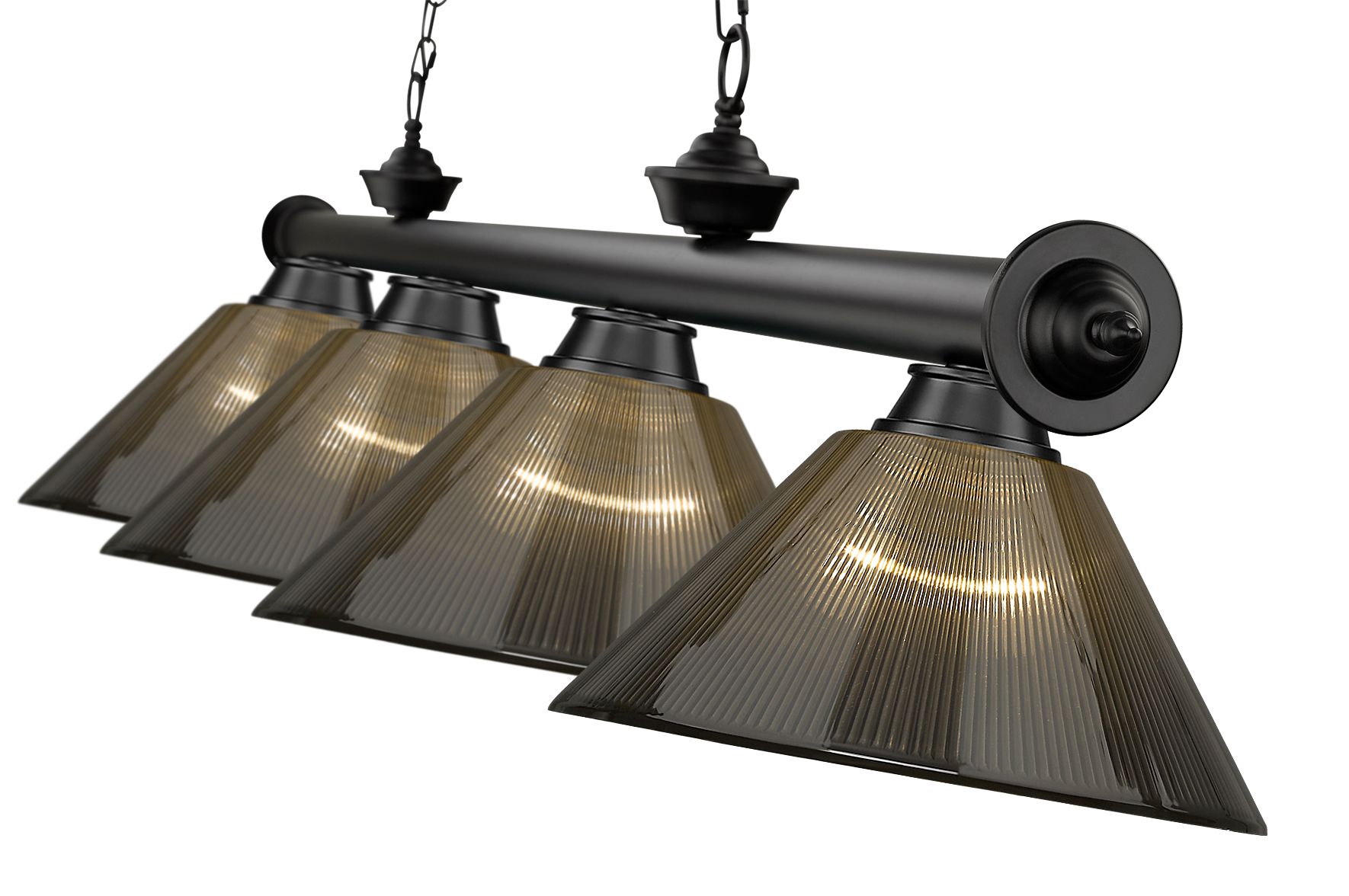 Z-Lite Cordon 81 1/4" Wide Matte Black Steel 4-Light Pendant in scene