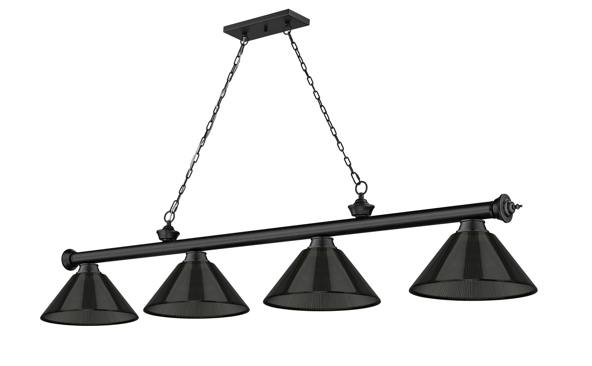Z-Lite Cordon 81 1/4" Wide Matte Black Steel 4-Light Pendant in scene