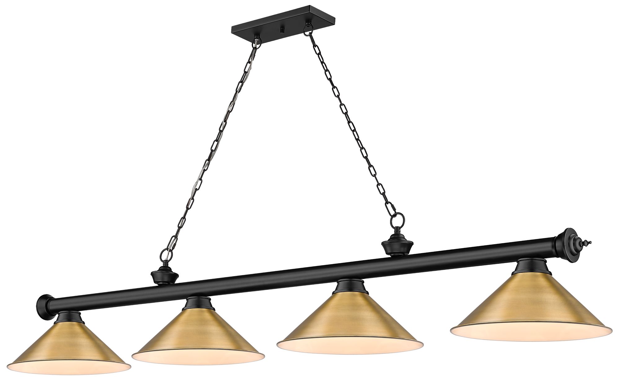 Image 2 Z-Lite Cordon 81 1/4"W Black Brass 4-Light Billiard Pendant