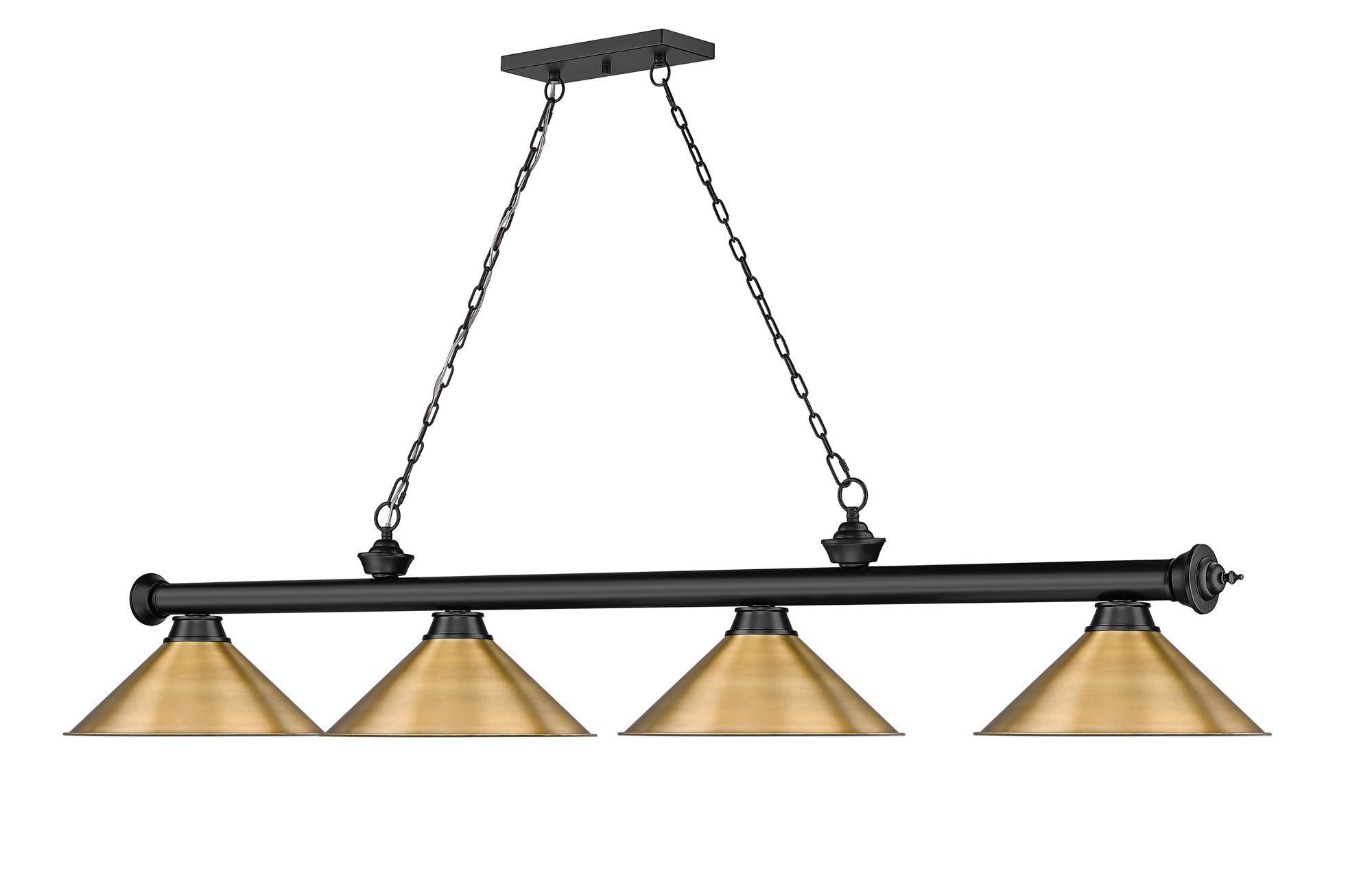 Image 6 Z-Lite Cordon 81 1/4"W Black Brass 4-Light Billiard Pendant more views