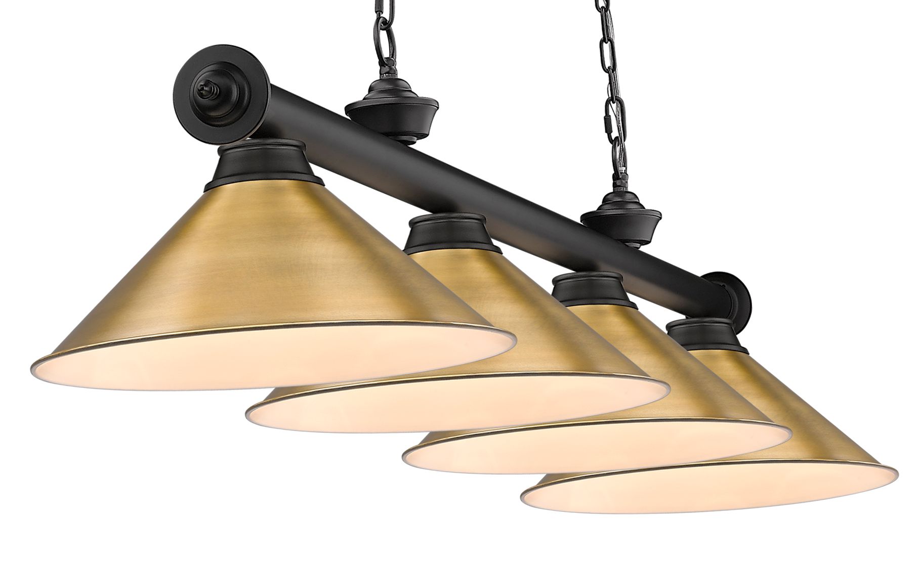 Image 7 Z-Lite Cordon 81 1/4"W Black Brass 4-Light Billiard Pendant more views