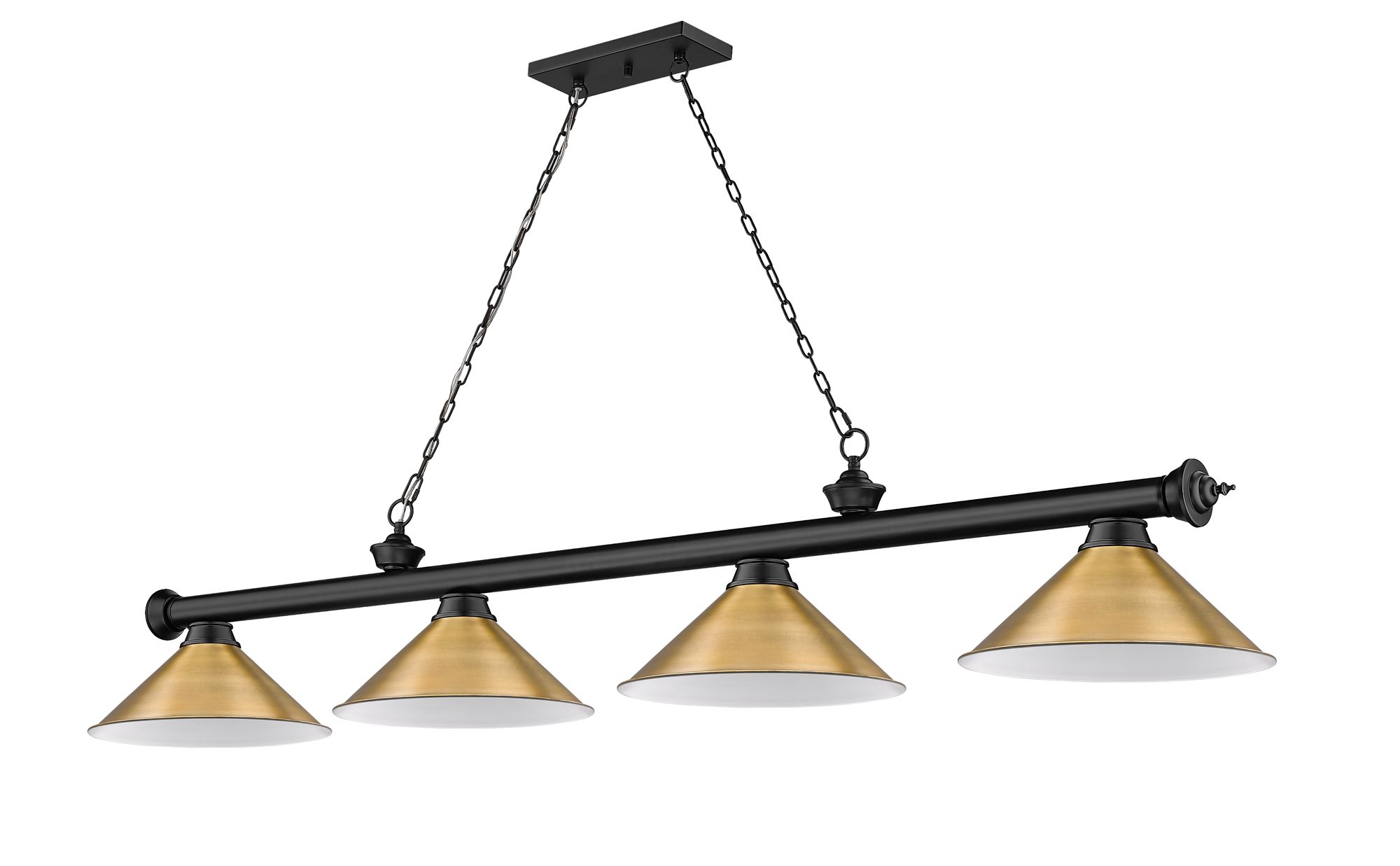 Z-Lite Cordon 81 1/4"W Black Brass 4-Light Billiard Pendant