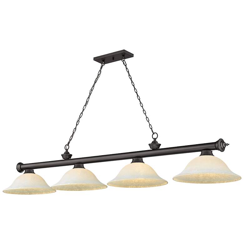 Image 2 Z-Lite Cordon 81 3/4" Wide Bronze 4-Light Billiard Pendant