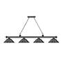 6_Z-Lite Cordon 81 3/4" Wide Bronze Plate 4-Light Billiard Chandelier more views