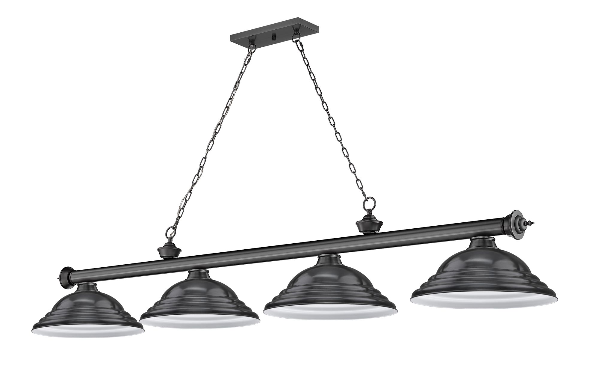 Z-Lite Cordon 81 3/4" Wide Bronze Plate 4-Light Billiard Chandelier in scene