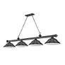 Z-Lite Cordon 81 3/4" Wide Bronze Plate 4-Light Billiard Chandelier in scene