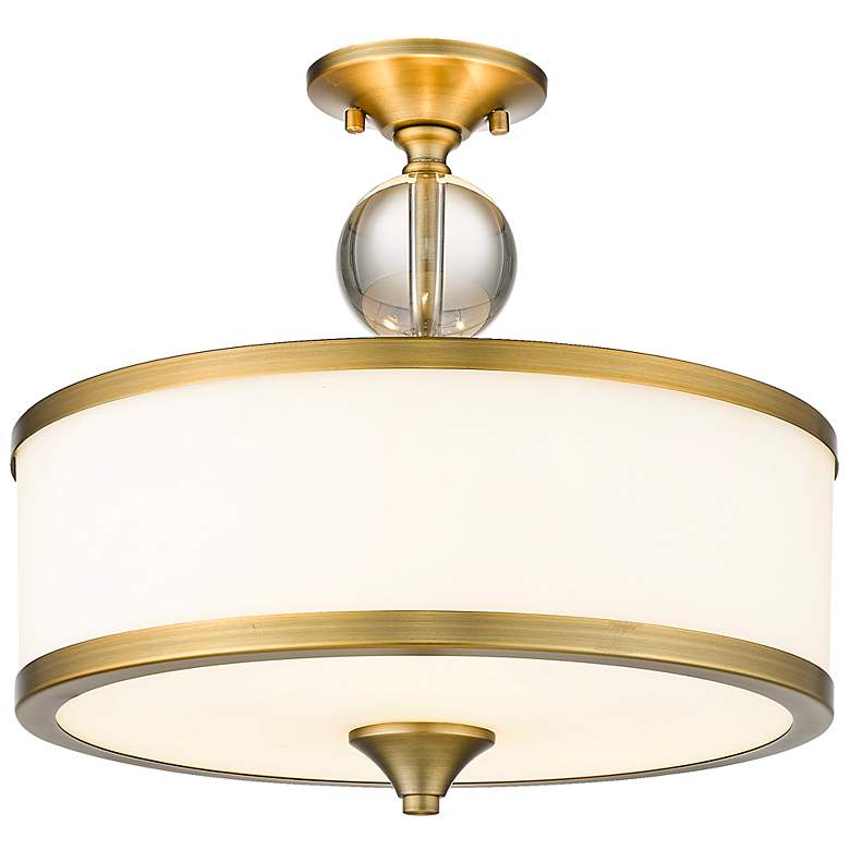 Image 3 Z-Lite Cosmopolitan 15 3/4" Heritage Brass White Glass Ceiling Light