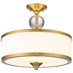 Z-Lite Cosmopolitan 15 3/4" Heritage Brass White Glass Ceiling Light