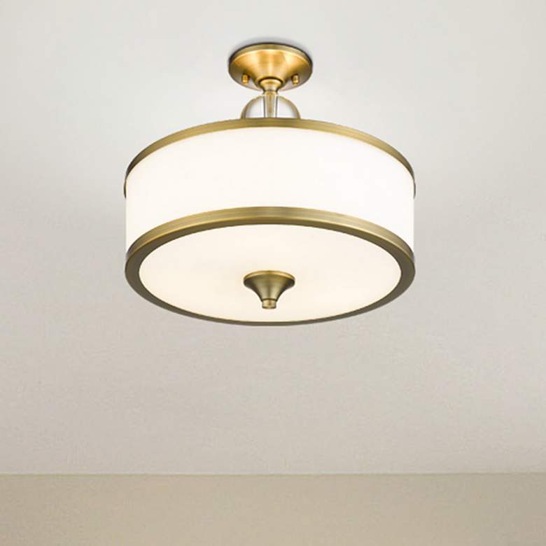 Image 2 Z-Lite Cosmopolitan 15 3/4" Heritage Brass White Glass Ceiling Light