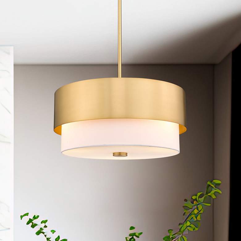 Image 2 Z-Lite Counterpoint 18" Wide Modern Gold 3-Light Drum Pendant