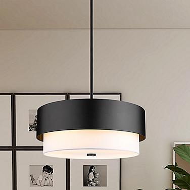 Z-Lite Counterpoint 24" Wide 5-Light Matte Black Drum Pendant Light