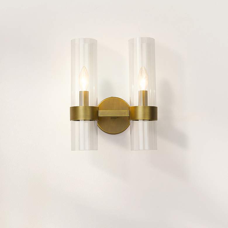 Image 1 Z-Lite Datus 2 Light Wall Sconce in Rubbed Brass