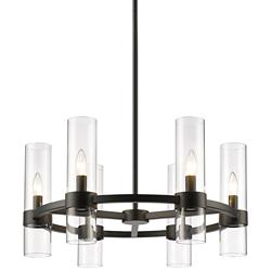 Z-Lite Datus 26" Wide Modern Matte Black 6-Light Ring Chandelier
