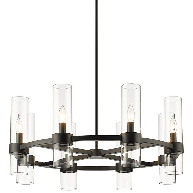 Image 3 Z-Lite Datus 32" Wide 8-Light Matte Black Clear Glass Ring Chandelier