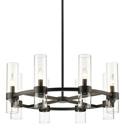 Z-Lite Datus 32" Wide 8-Light Matte Black Clear Glass Ring Chandelier