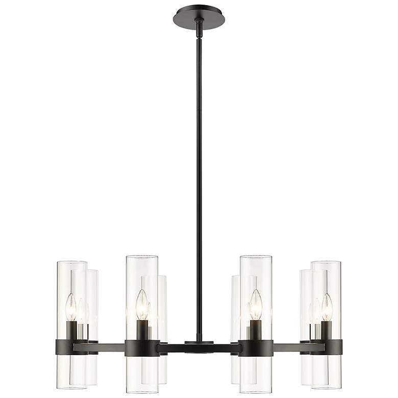 Image 5 Z-Lite Datus 32" Wide 8-Light Matte Black Clear Glass Ring Chandelier more views