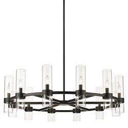 Z-Lite Datus 43 1/2" Wide 12-Light Matte Black Modern Ring Chandelier