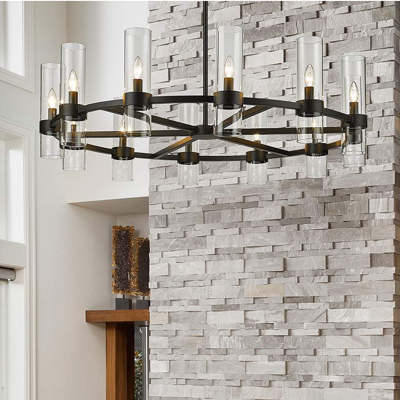 Image 2 Z-Lite Datus 43 1/2" Wide 12-Light Matte Black Modern Ring Chandelier