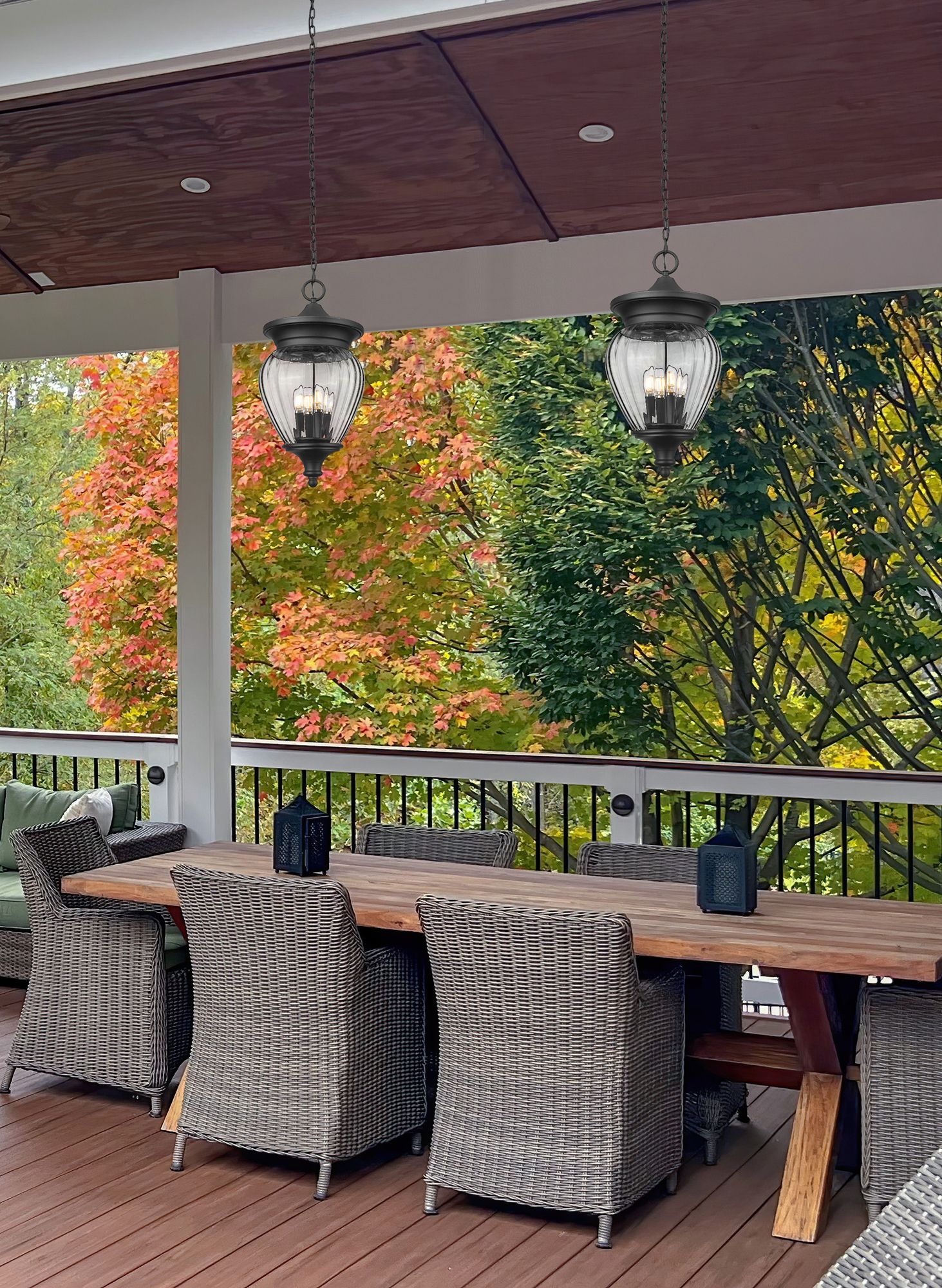 Image 3 Z-Lite Davina 23 3/4"H Black 4-Light Outdoor Hanging Light more views